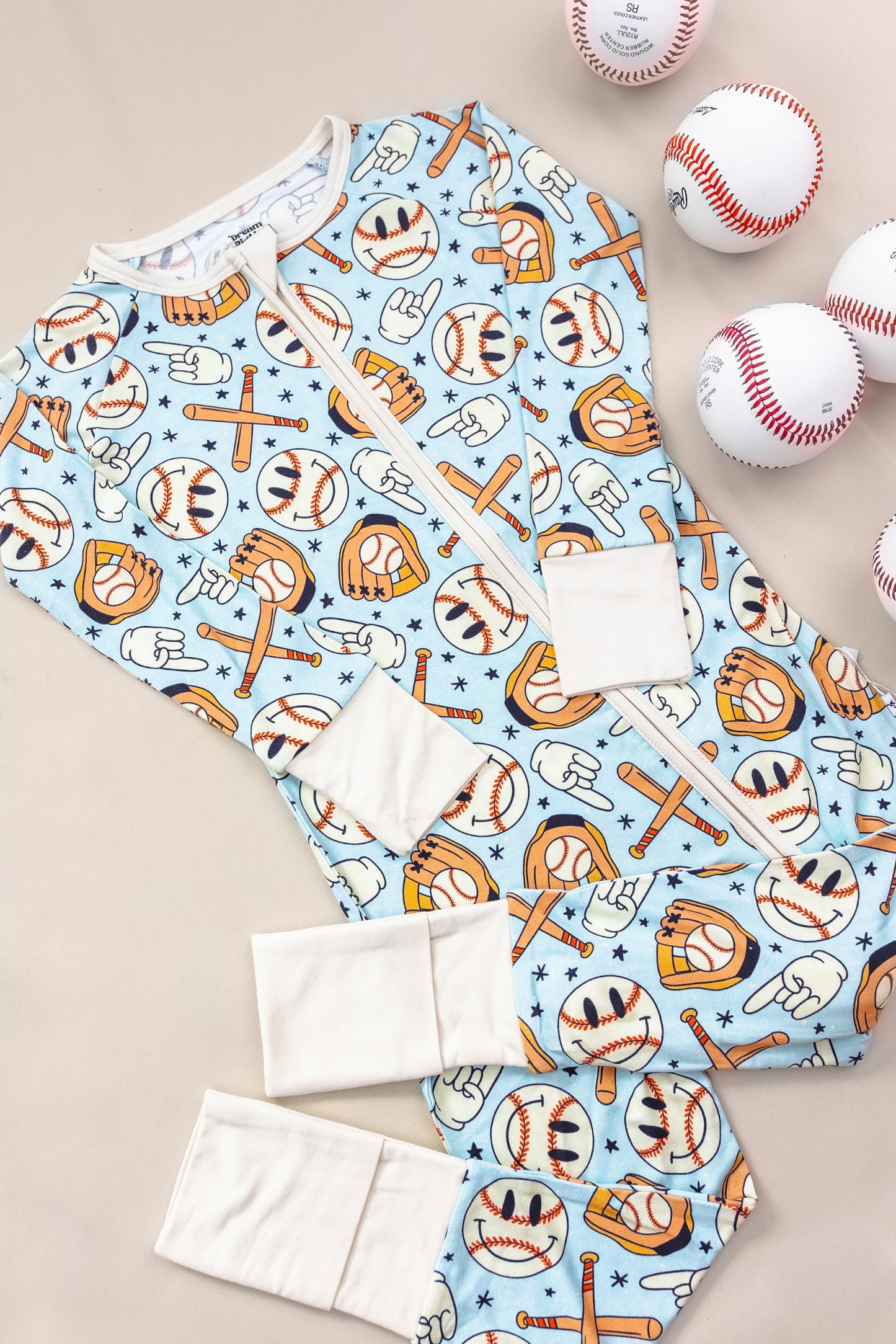 BASEBALL SMILEY DREAM ROMPER -DS