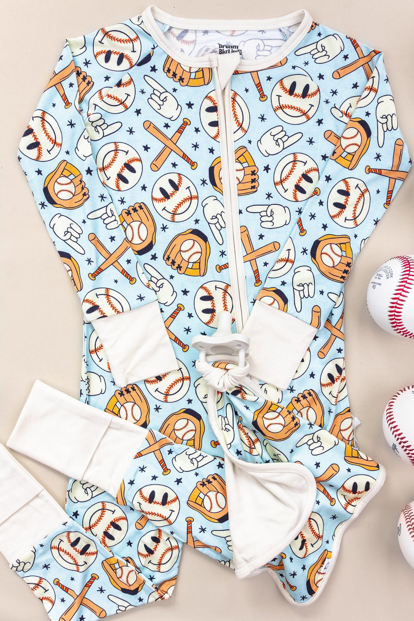 BASEBALL SMILEY DREAM ROMPER -DS