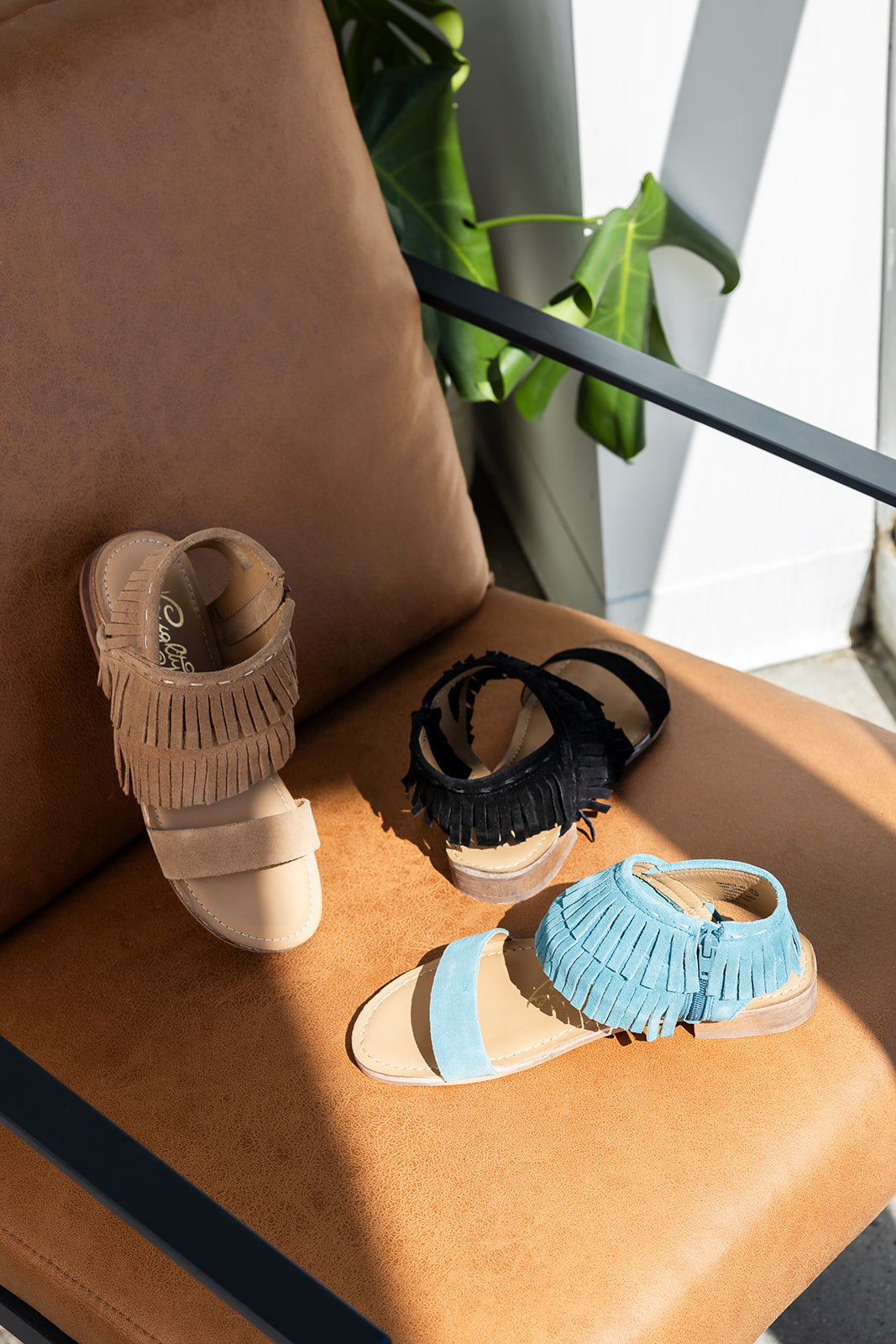 Fringe Star Sandal in Black -DS