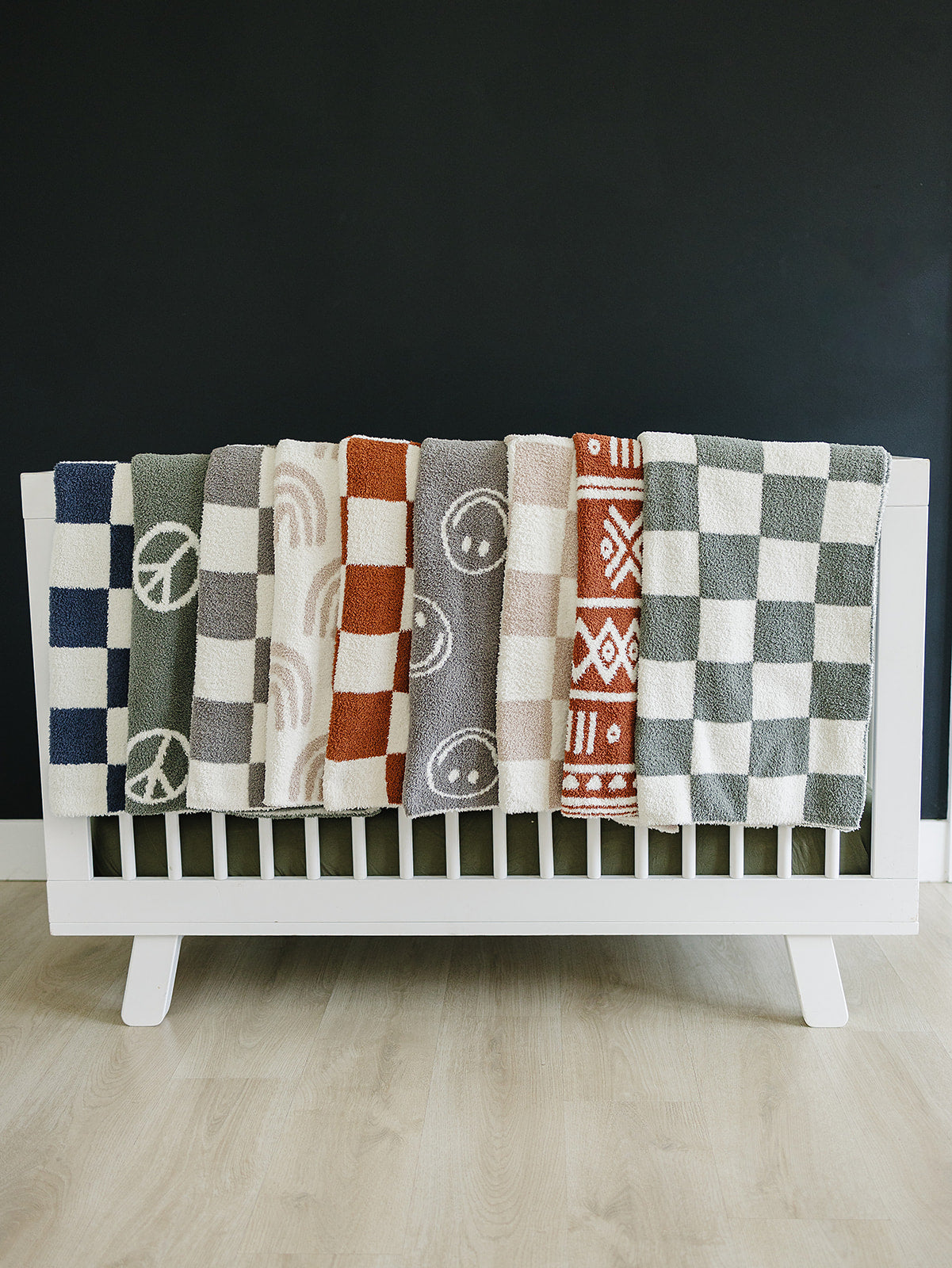 DS- Navy Checkered Plush Blanket