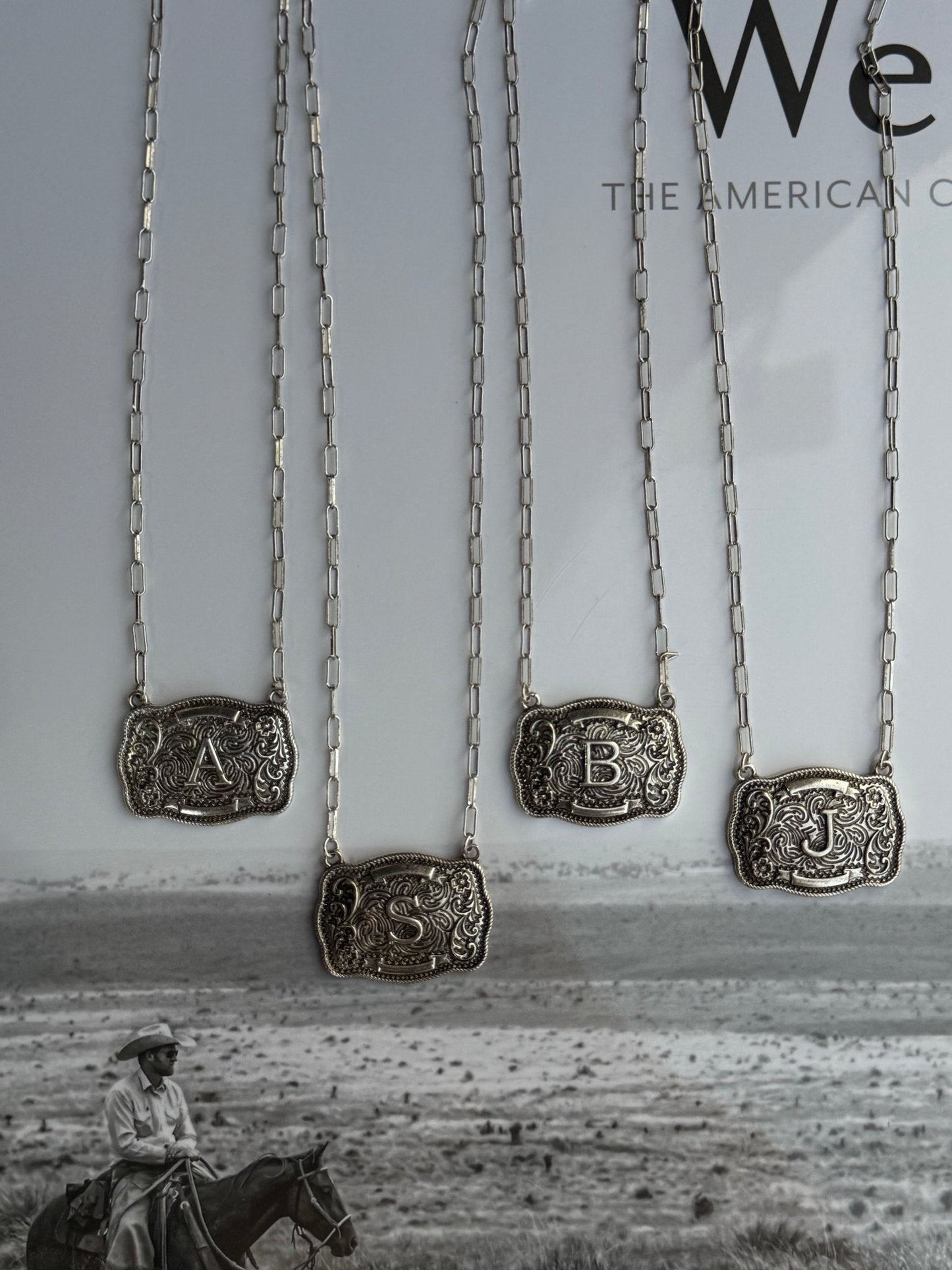 Belt Buckle Initial Necklace -DS