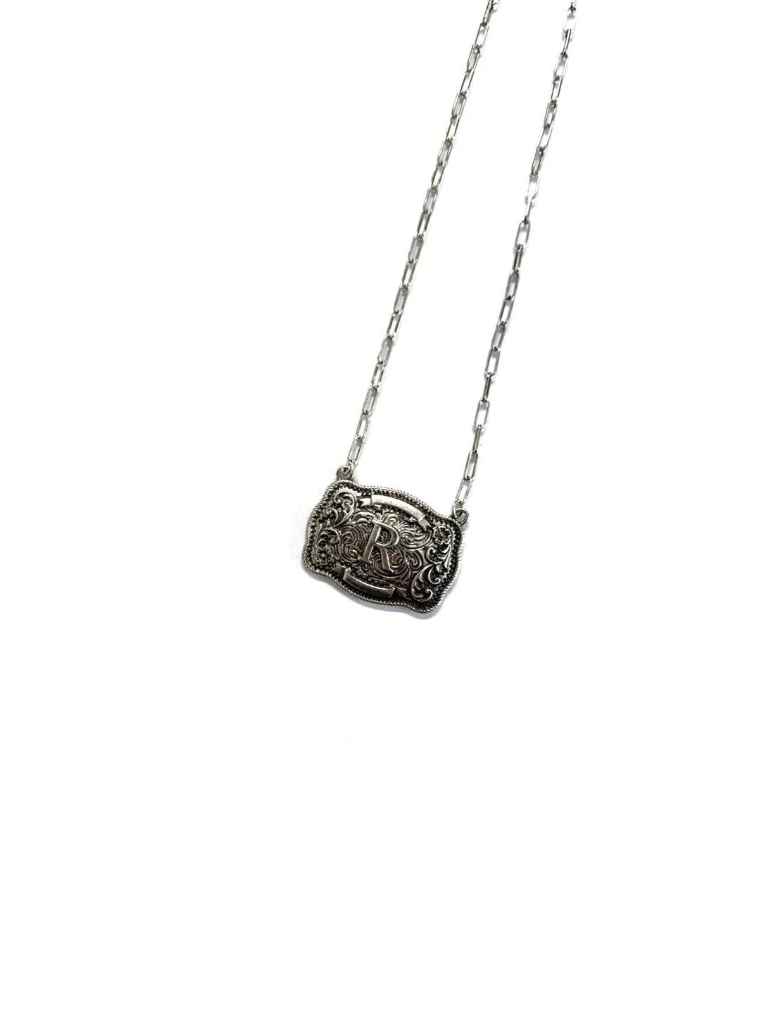 Belt Buckle Initial Necklace -DS