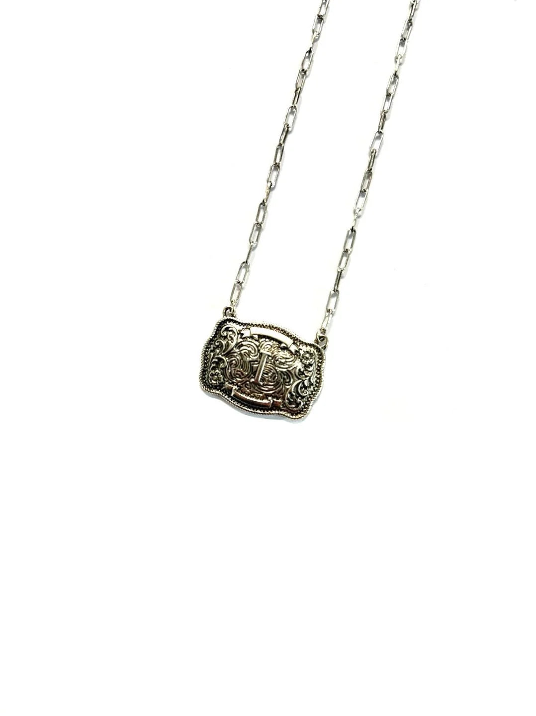 Belt Buckle Initial Necklace -DS