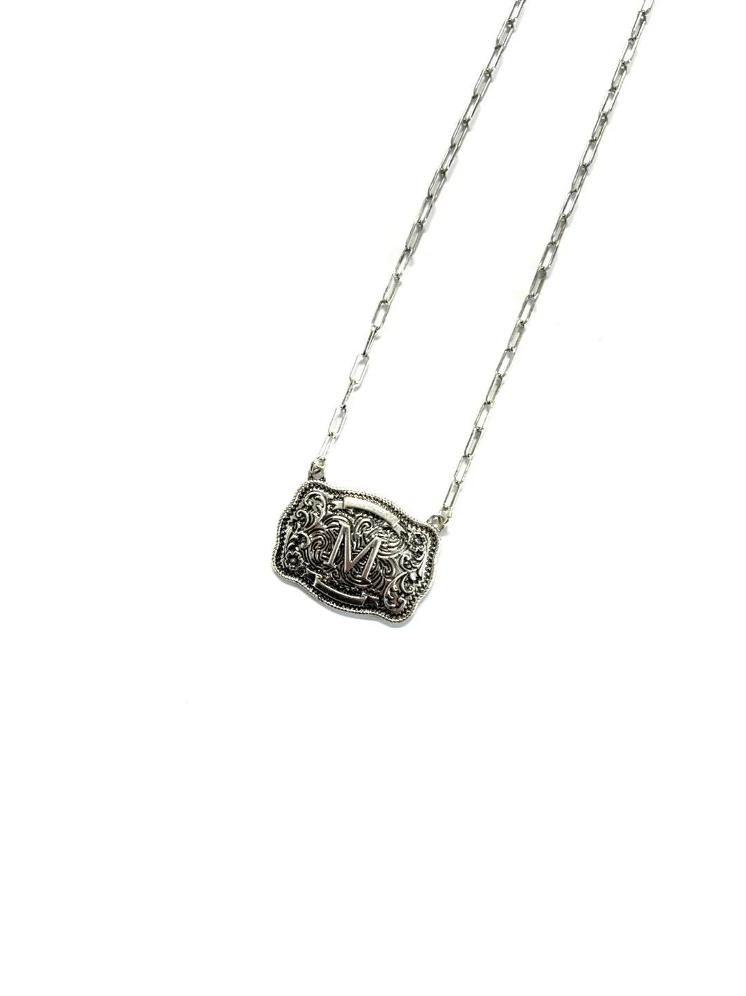 Belt Buckle Initial Necklace -DS