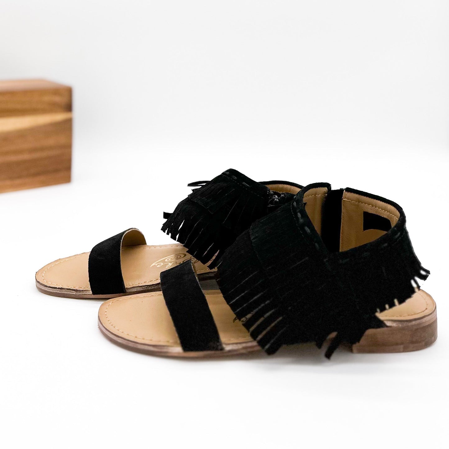 Fringe Star Sandal in Black -DS