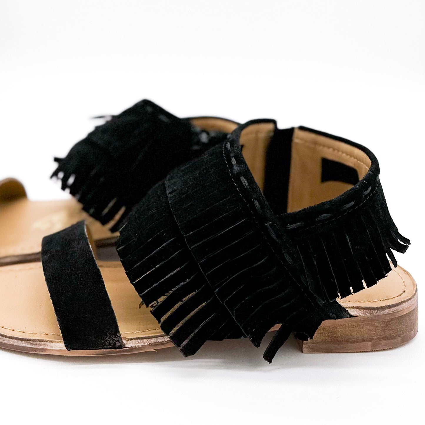Fringe Star Sandal in Black -DS