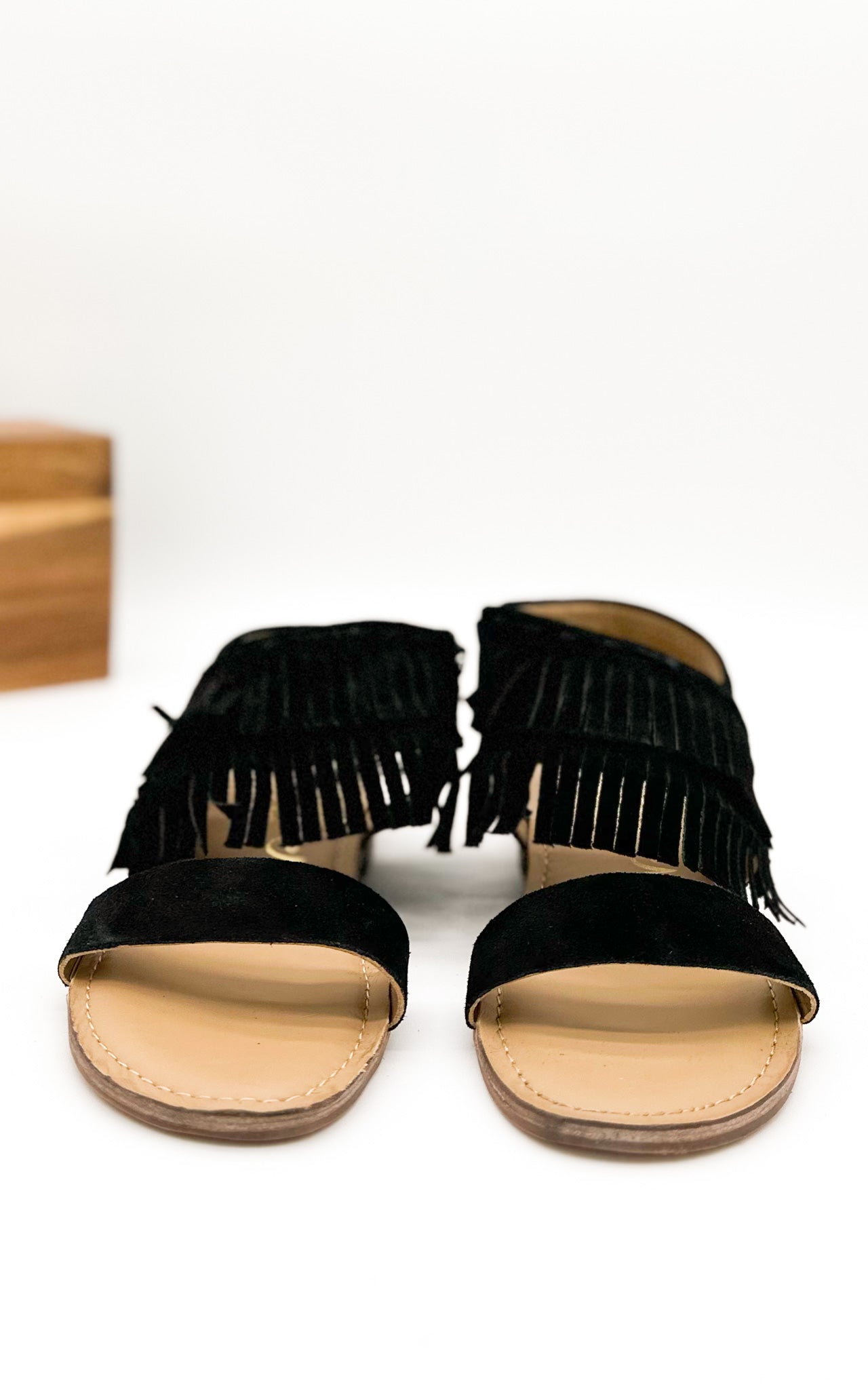 Fringe Star Sandal in Black -DS