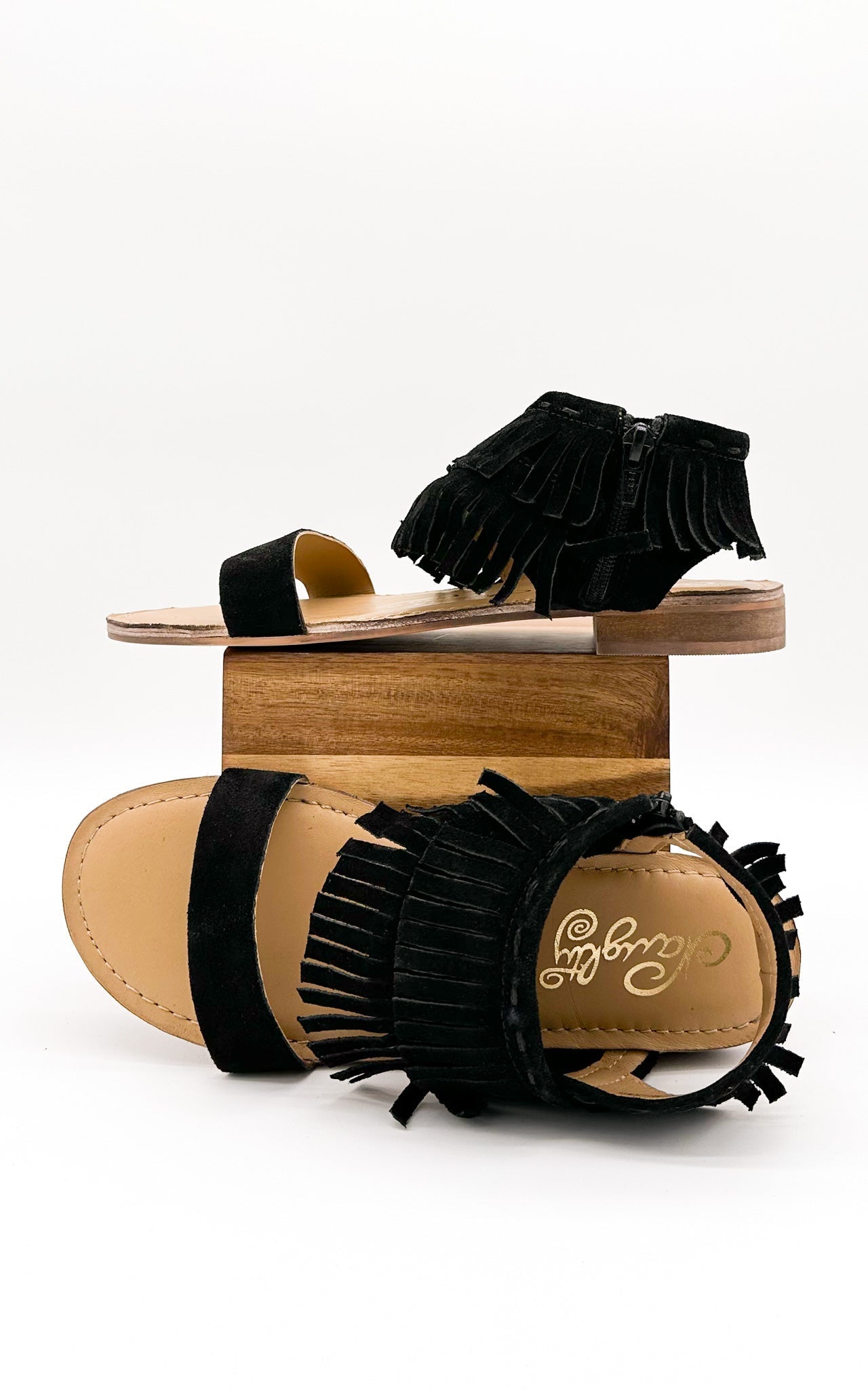 Fringe Star Sandal in Black -DS