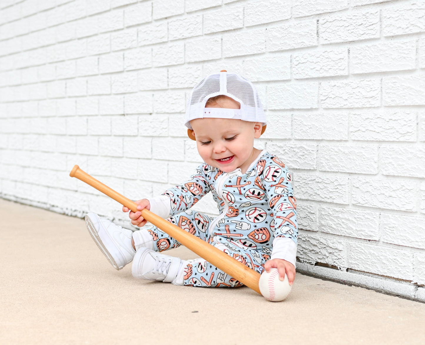 BASEBALL SMILEY DREAM ROMPER -DS