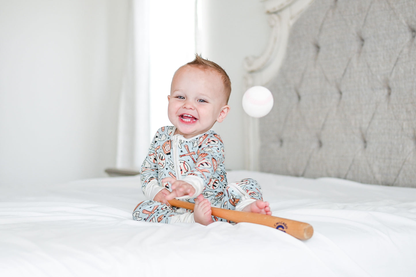 BASEBALL SMILEY DREAM ROMPER -DS