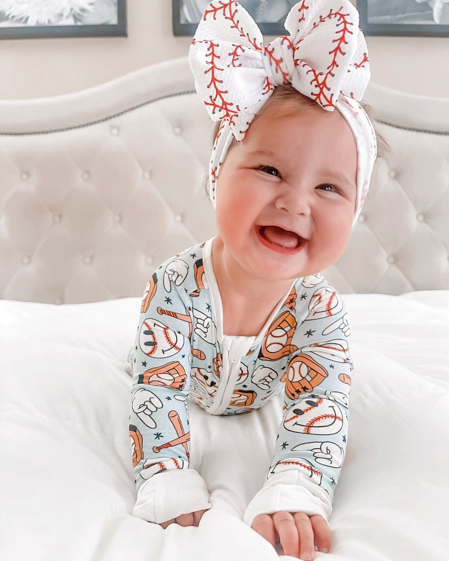 BASEBALL SMILEY DREAM ROMPER -DS