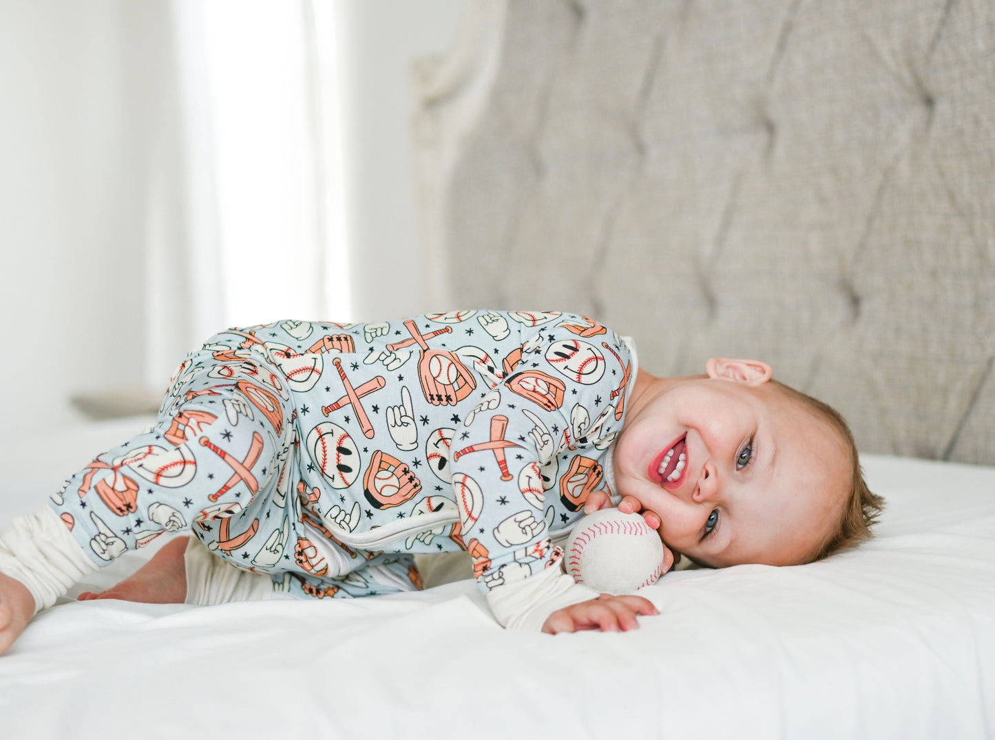 BASEBALL SMILEY DREAM ROMPER -DS