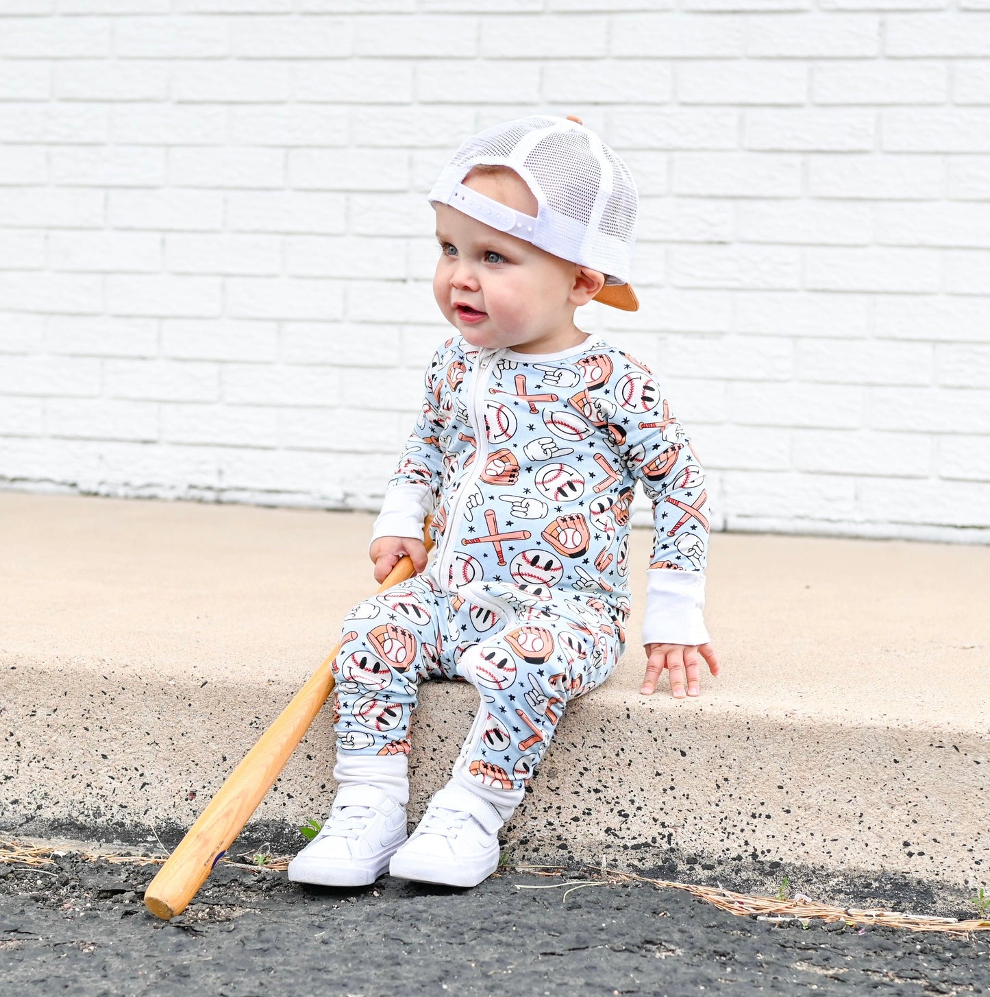 BASEBALL SMILEY DREAM ROMPER -DS