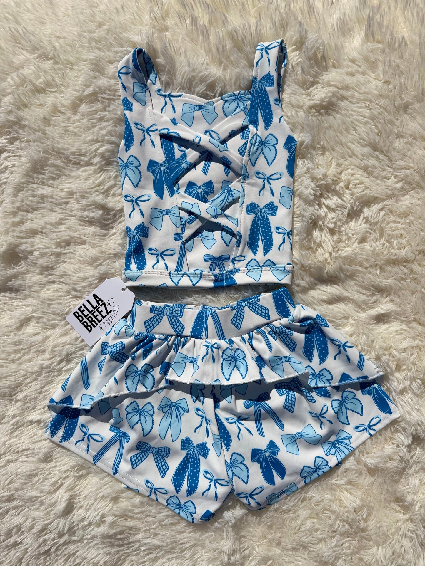 Blue Tide Bows Yoga Short Set -DS