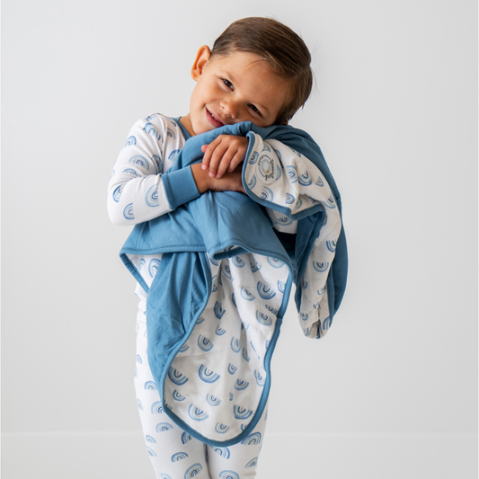 Toddler/Kids Bamboo Pajamas - Blue Rainbow -DS