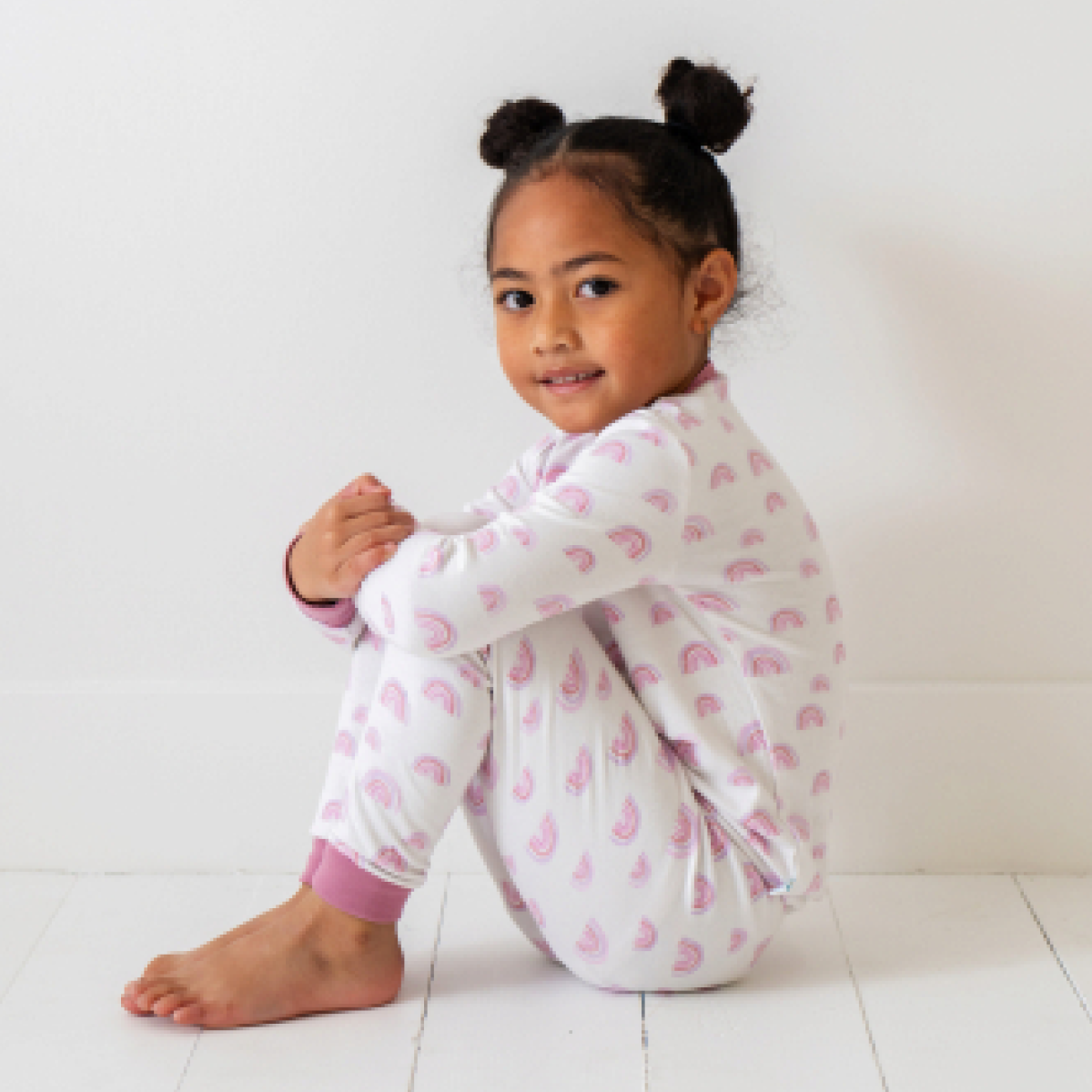 Toddler/Kids Bamboo Pajamas - Pink Rainbow -DS