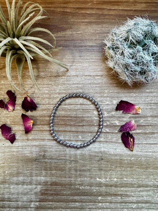 4 mm Hematite stretch bracelet -DS