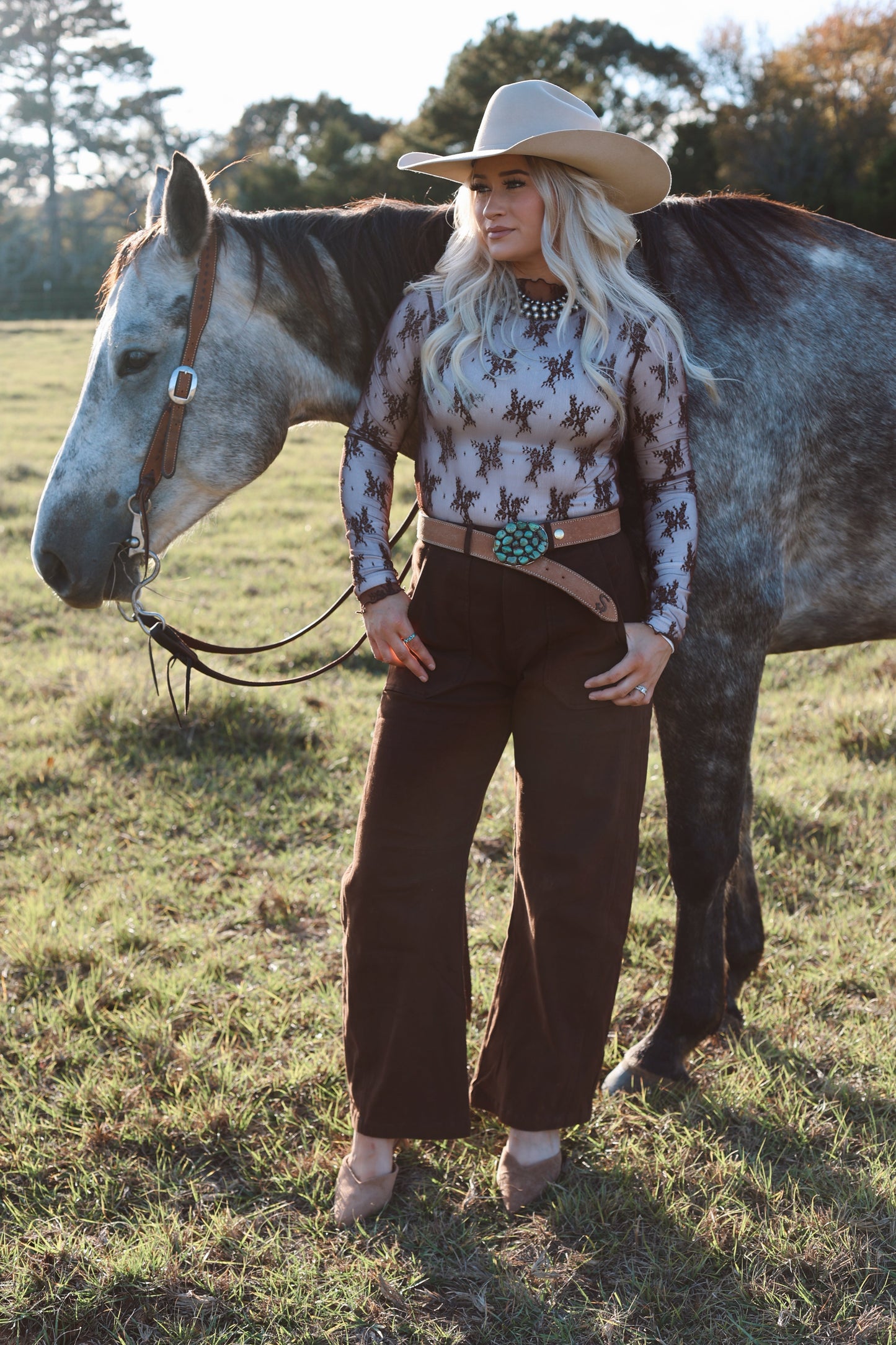 The Lace Top - Brown -DS