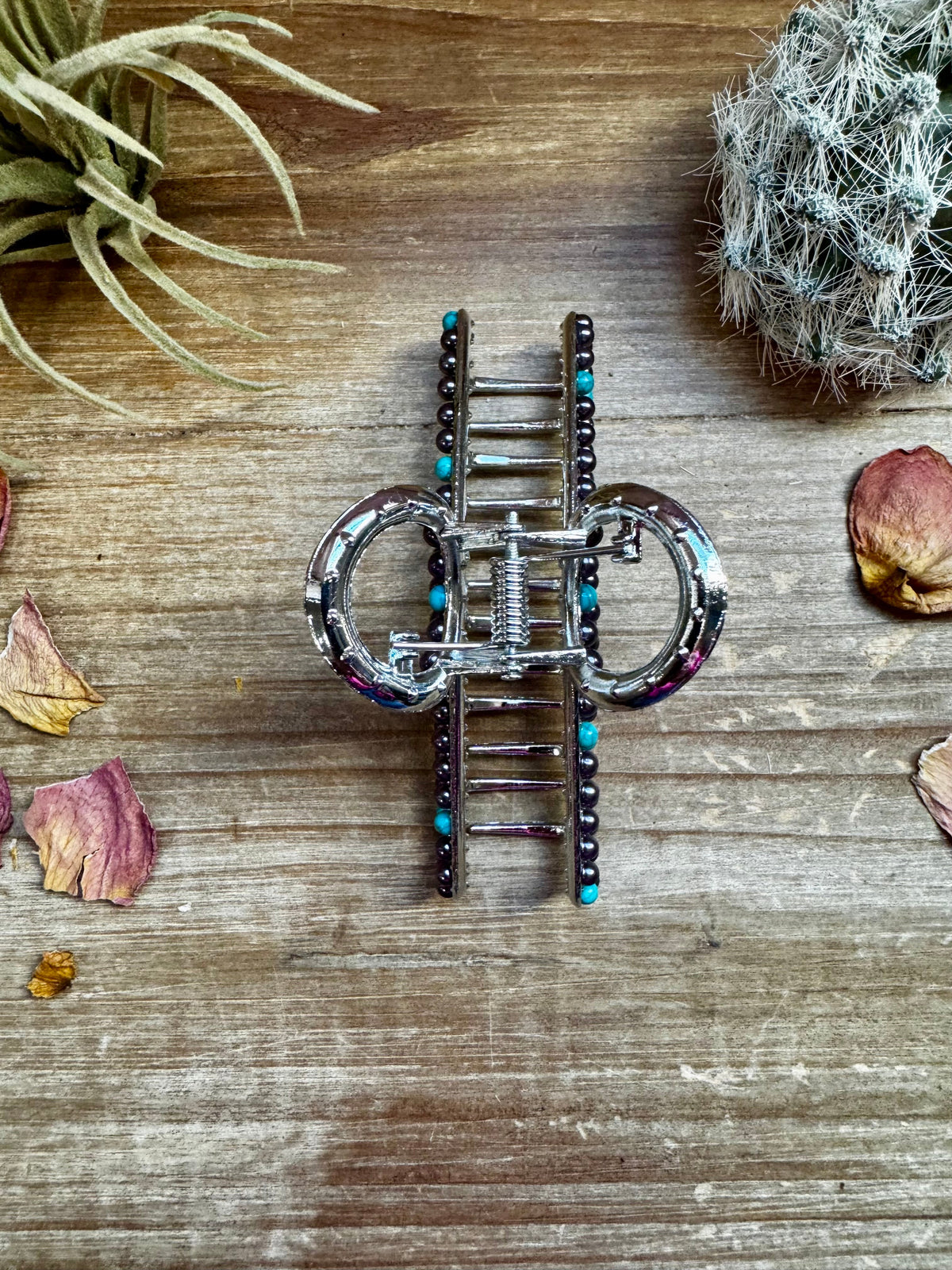 New Style - Turquoise/ faux pearl mix Hair Clips -DS
