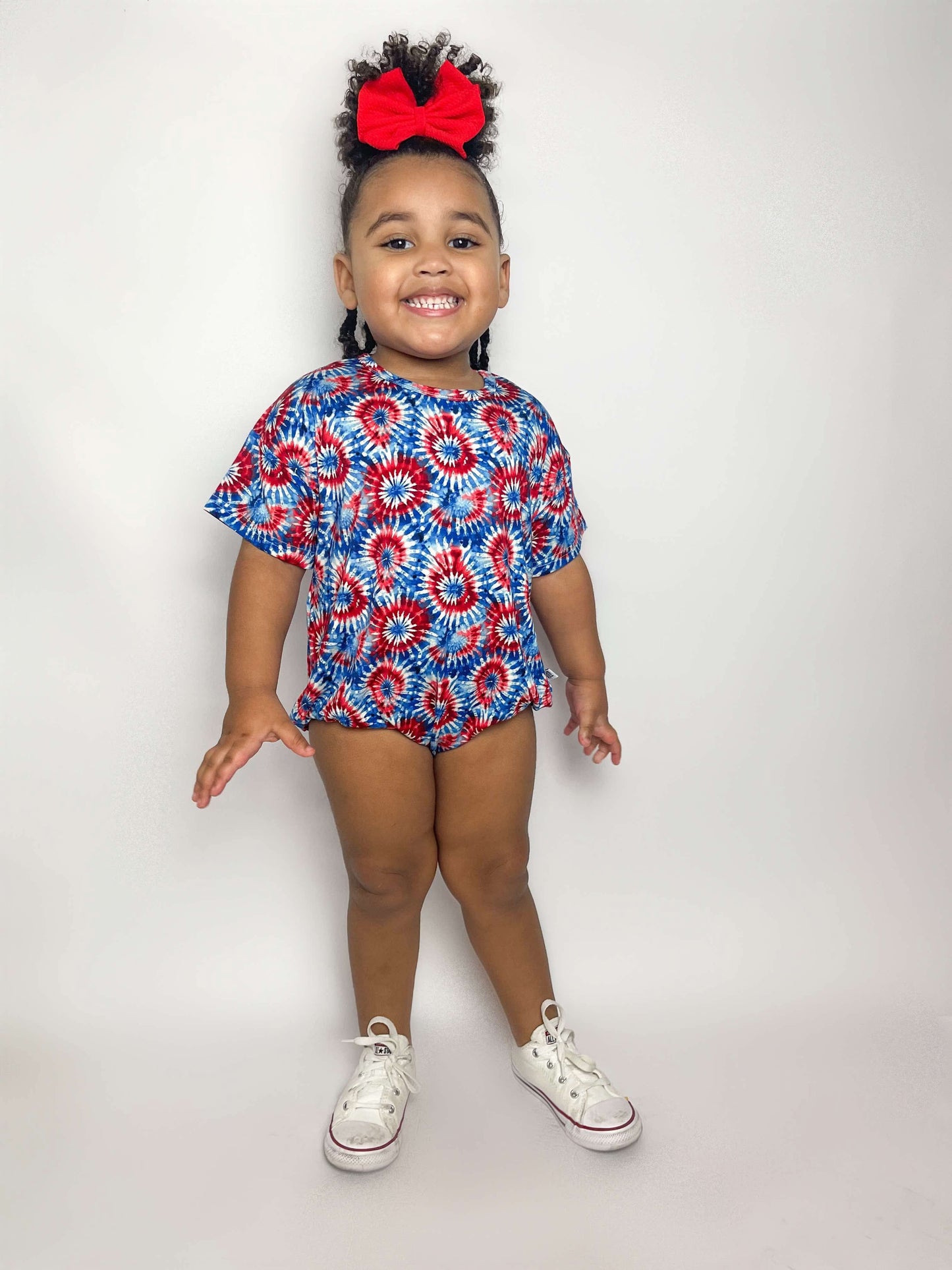 USA Tie Dye Oversized Bamboo Romper -DS