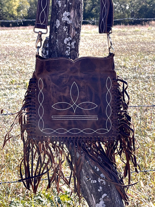 DS- Western Stitch Fringe Crossbody
