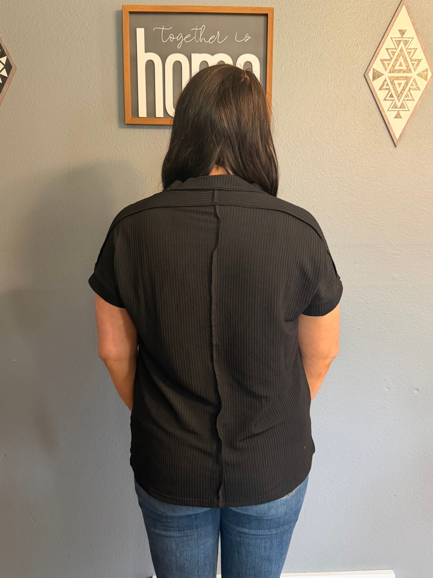 Everyday Knit Textured Exposed Stitching Tee