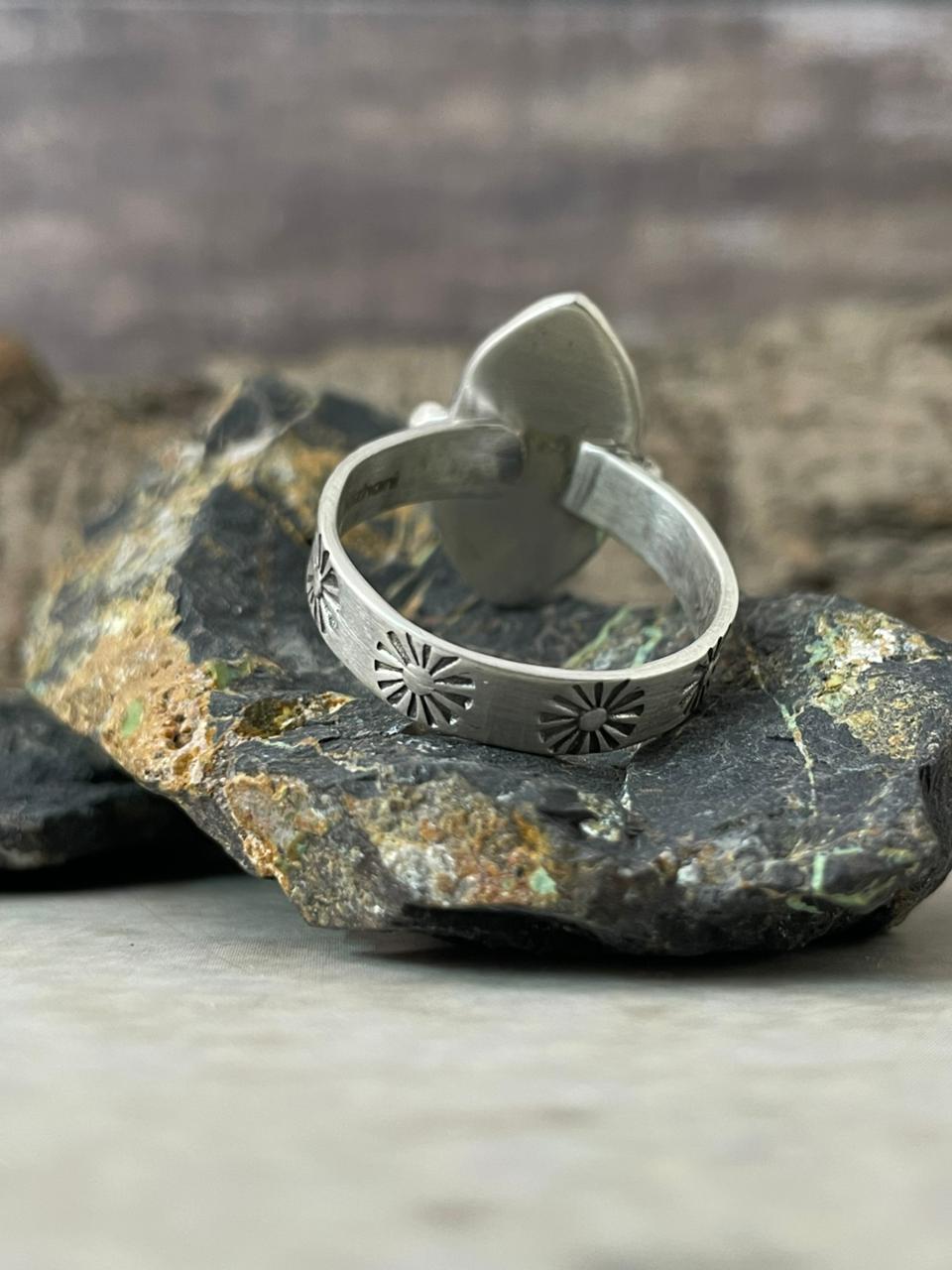 "Heart Collection" Handmade Sterling Silver Hot Pink Adjustable Ring "Signed Nizhoni" -DS