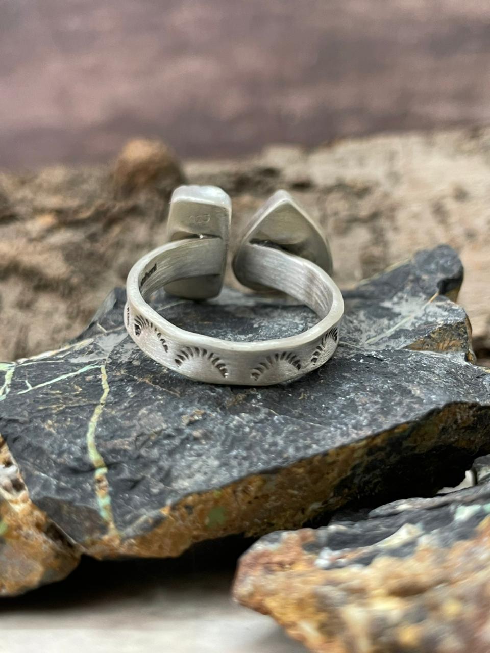 "Heart Collection" Handmade Sterling Silver Cotton Candy Adjustable Ring "Signed Nizhoni"-DS