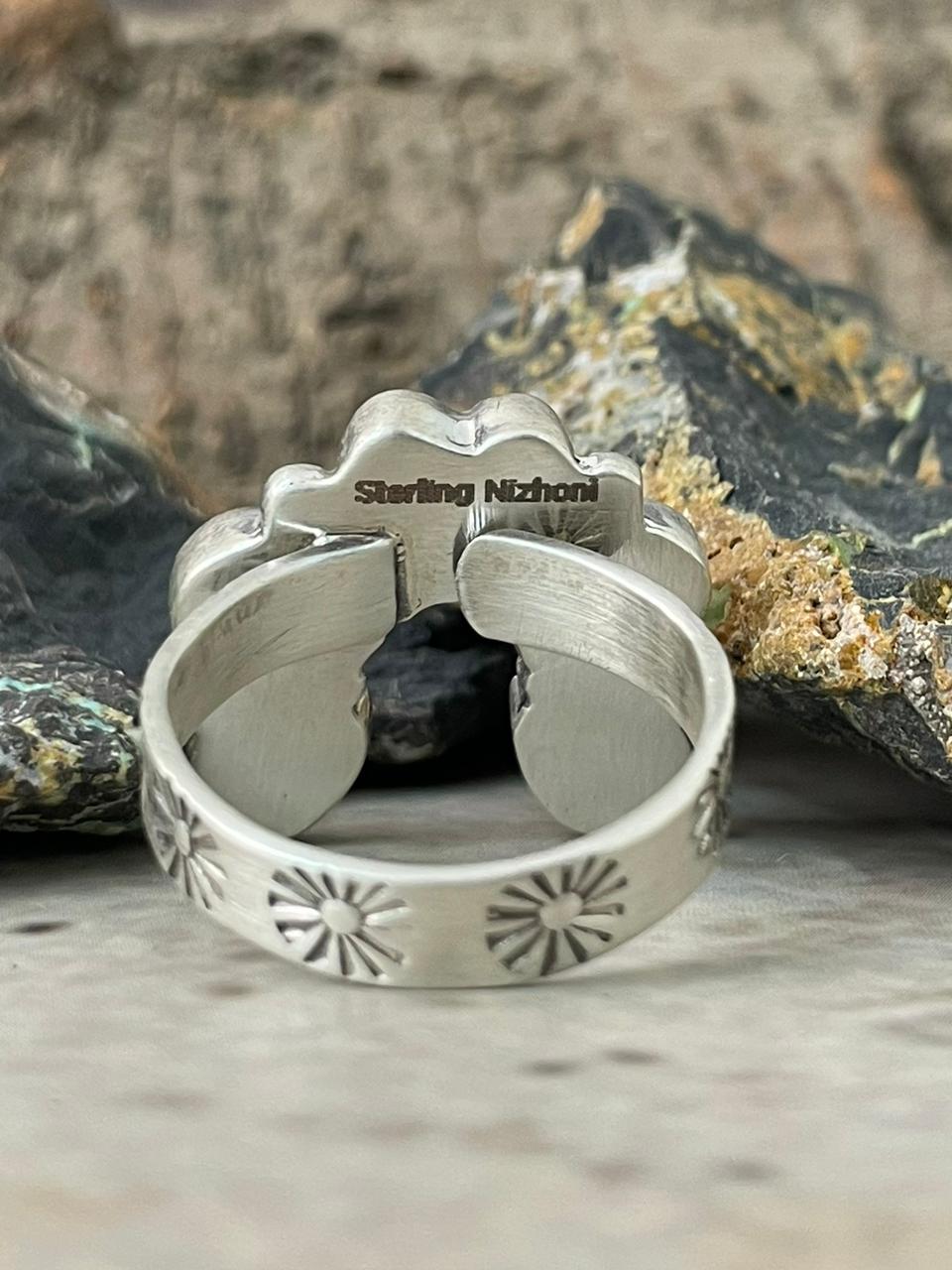 "Heart Collection" Handmade Sterling Silver Hot Pink Adjustable Ring "Signed Nizhoni" -DS