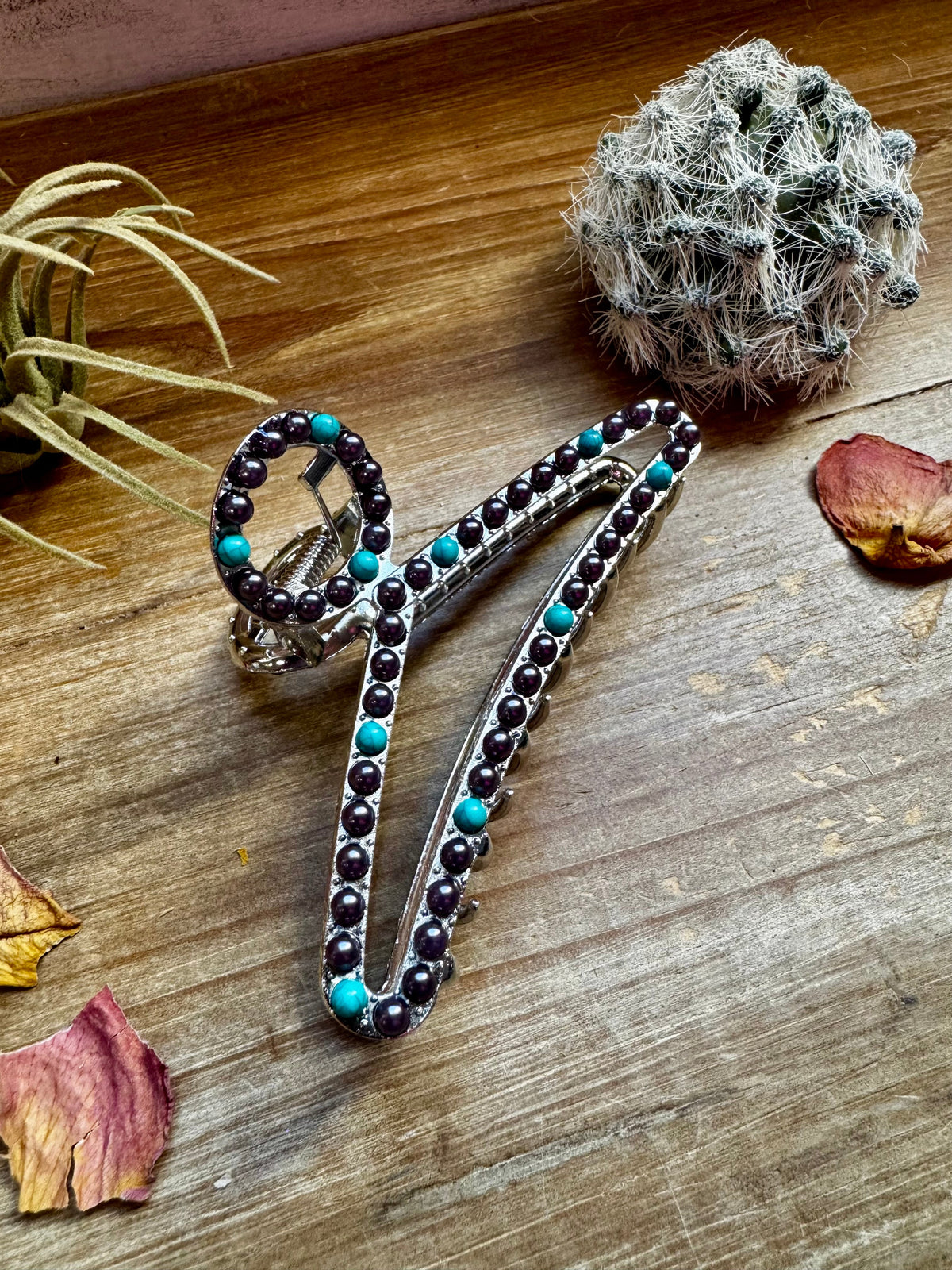 New Style - Turquoise/ faux pearl mix Hair Clips -DS