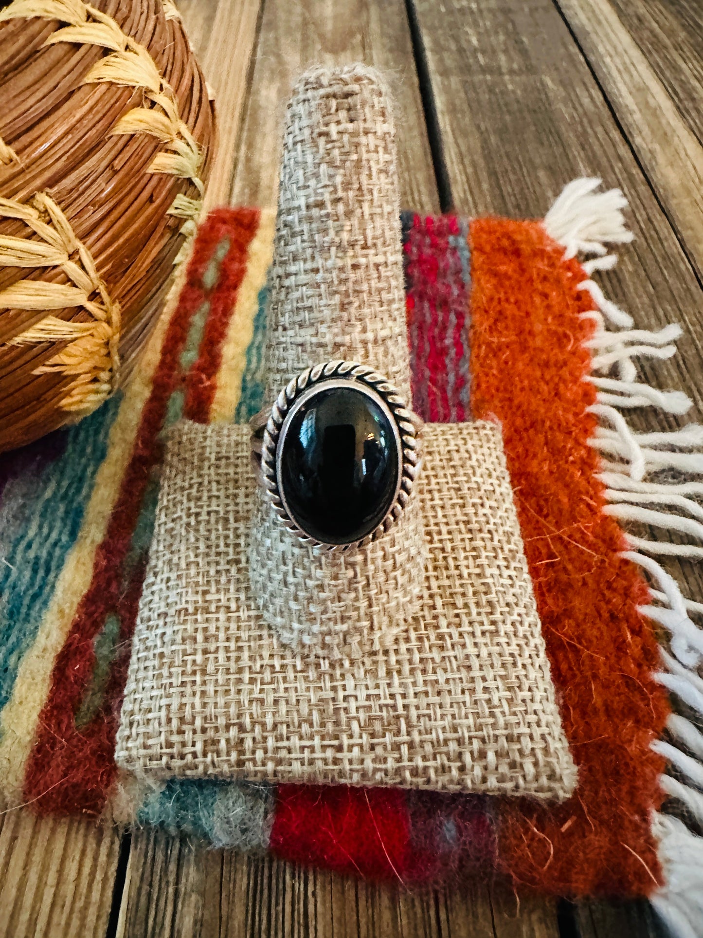 Handcrafted Black Onyx & Sterling Silver Ring -DS