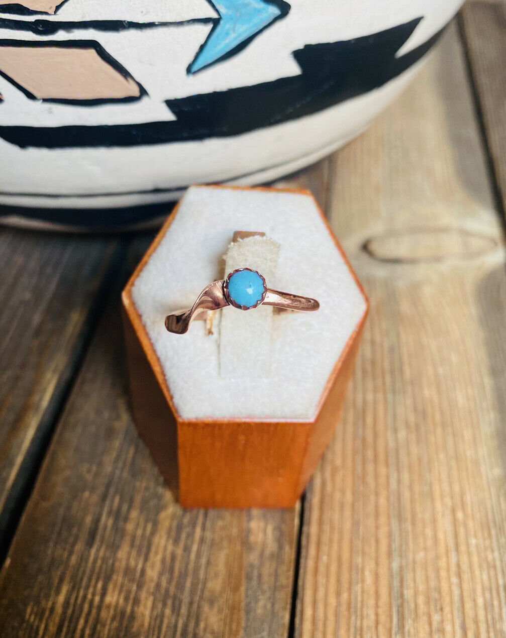 Handcrafted Copper Over Sterling & Turquoise Ring -DS