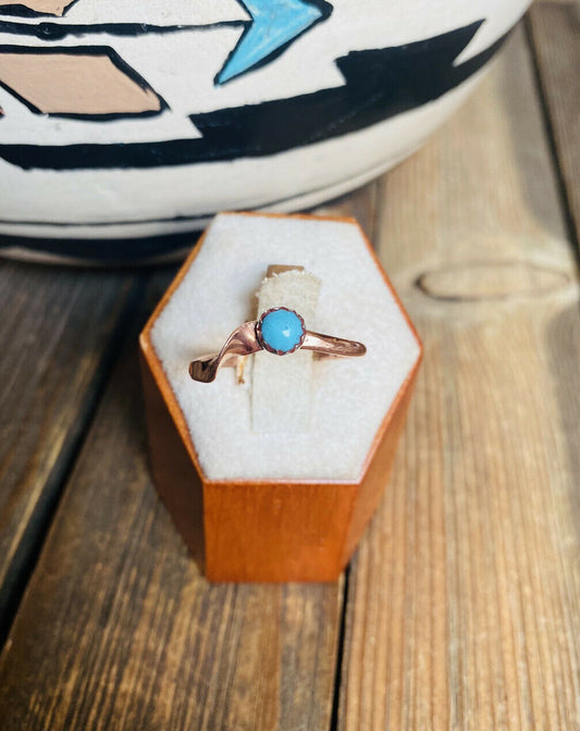 Handcrafted Copper Over Sterling & Turquoise Ring -DS