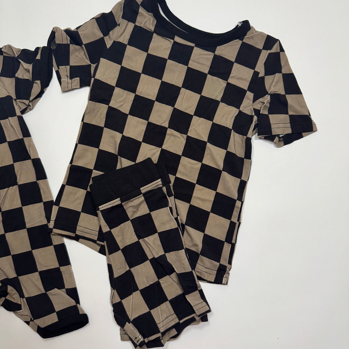 DS- Charcoal Checkers Bamboo Shorts Set