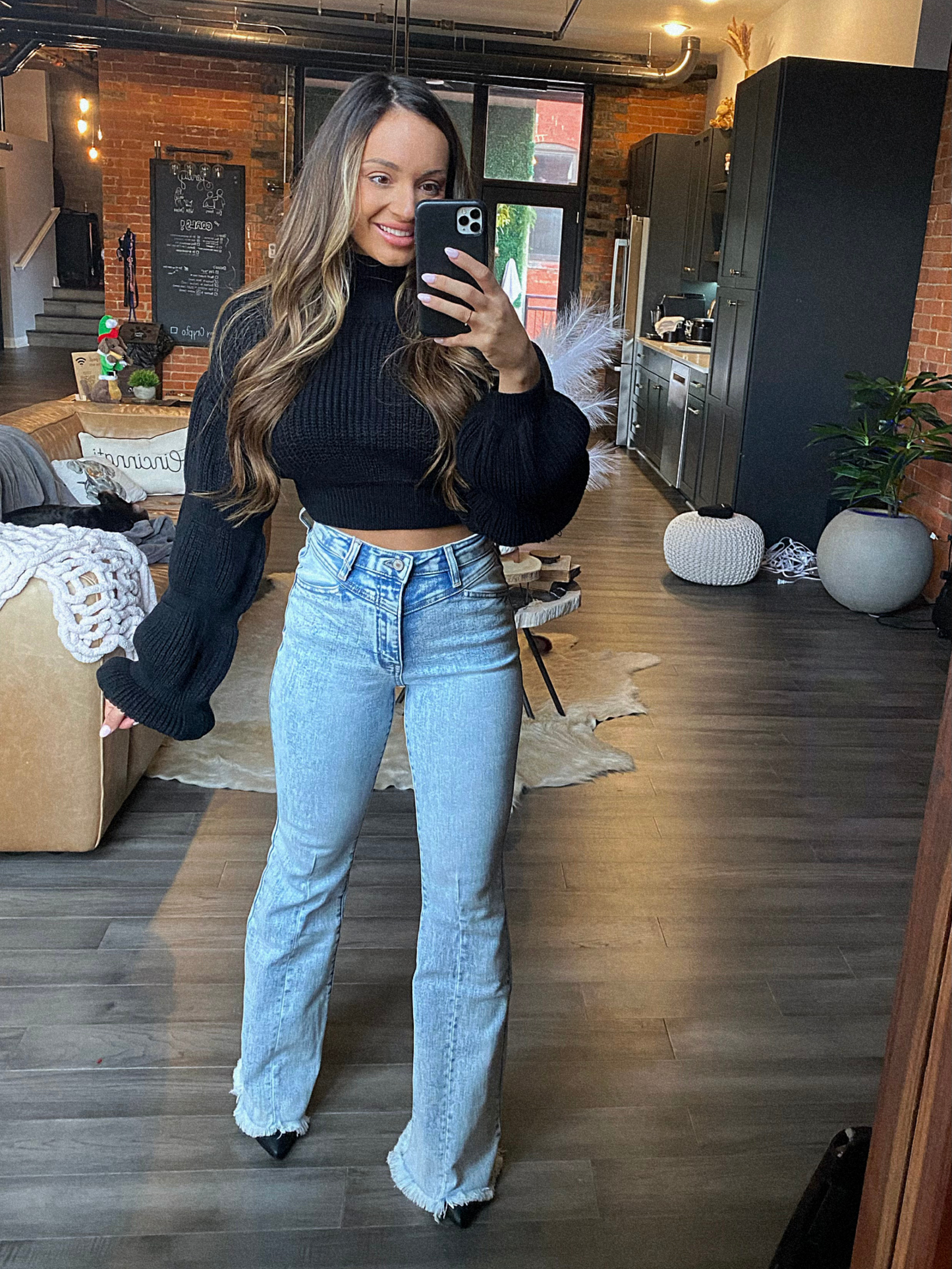 Keep Up Flare Acid/Dark Wash Jeans -DS