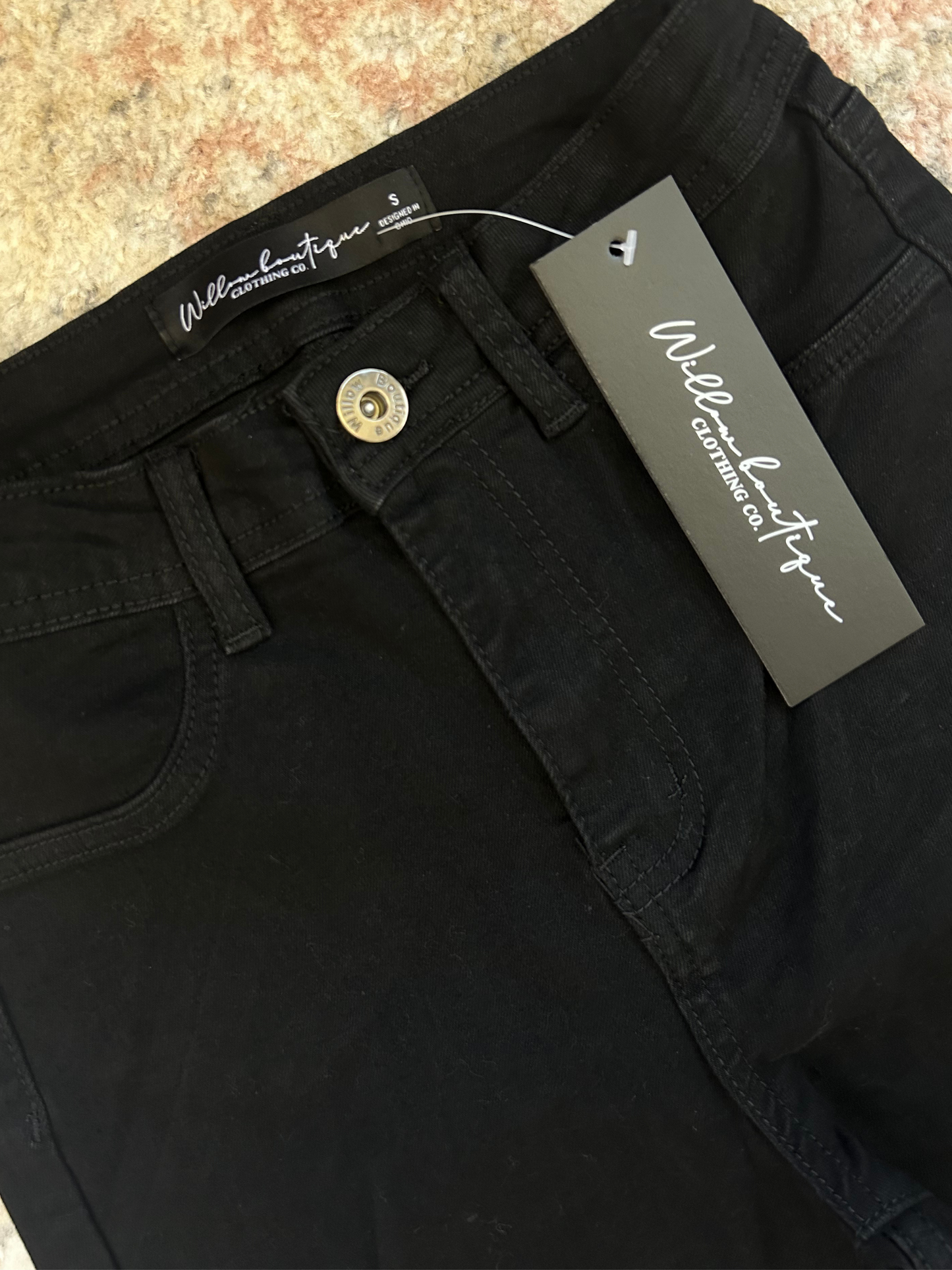 Farrah Distressed High Waisted Flares - Black - DS