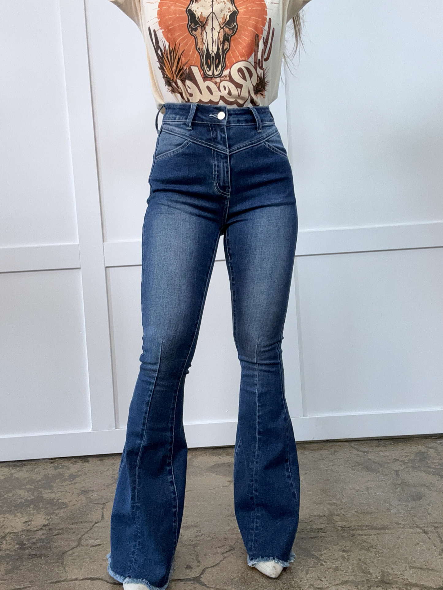 Keep Up Flare Acid/Dark Wash Jeans -DS