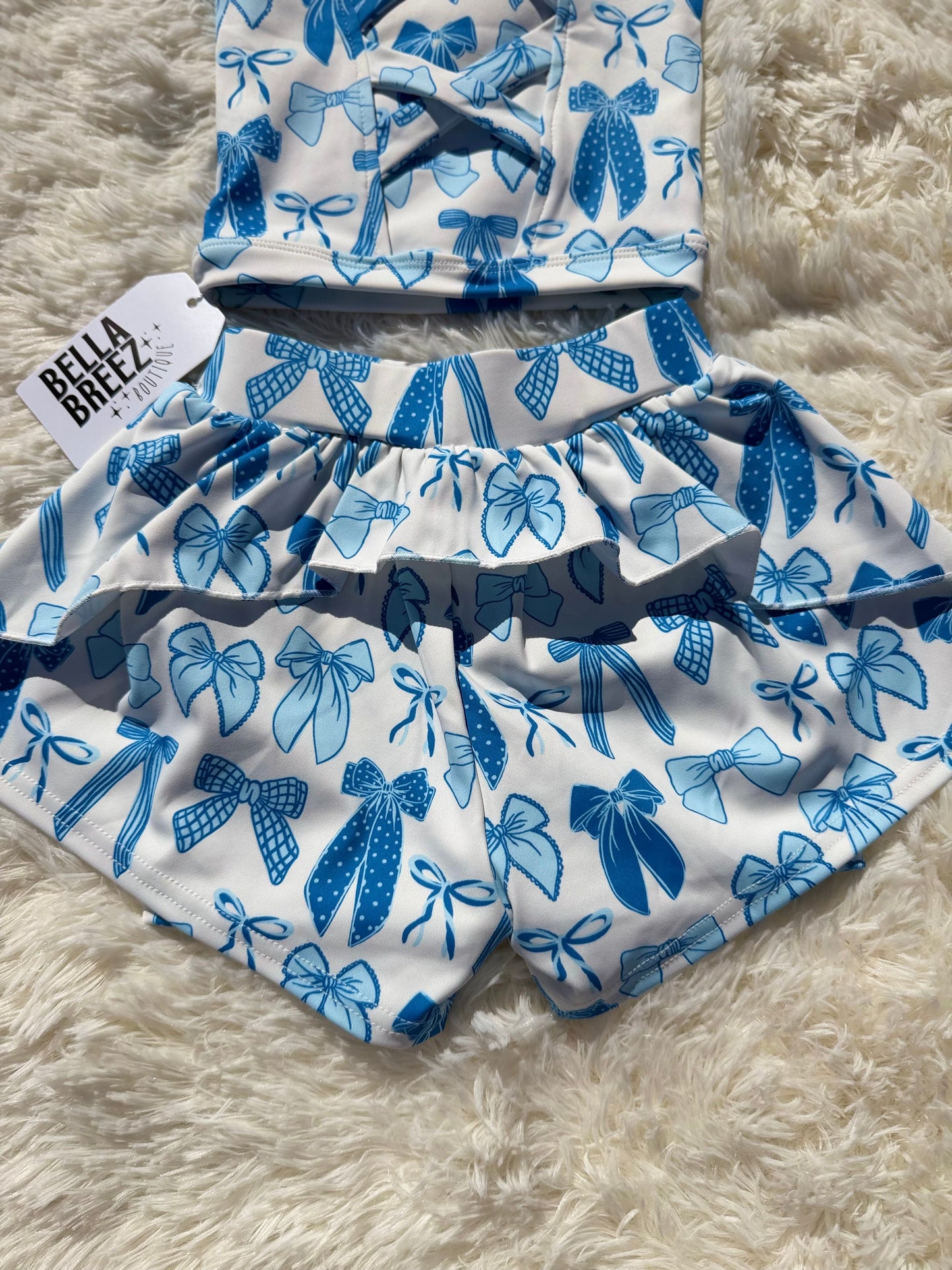 Blue Tide Bows Yoga Short Set -DS