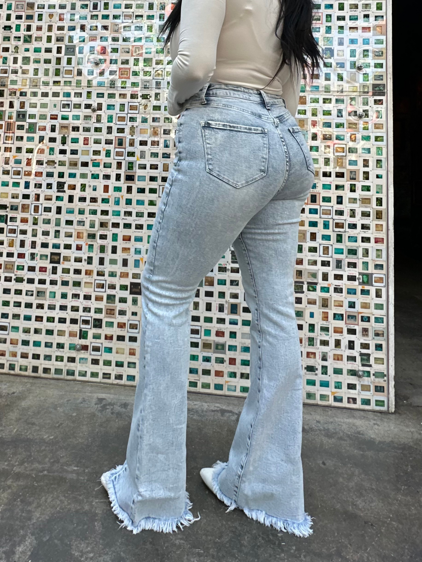 Keep Up Flare Acid/Dark Wash Jeans -DS