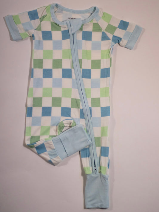 Ocean Checks Bamboo Short Sleeve Sleeper -DS