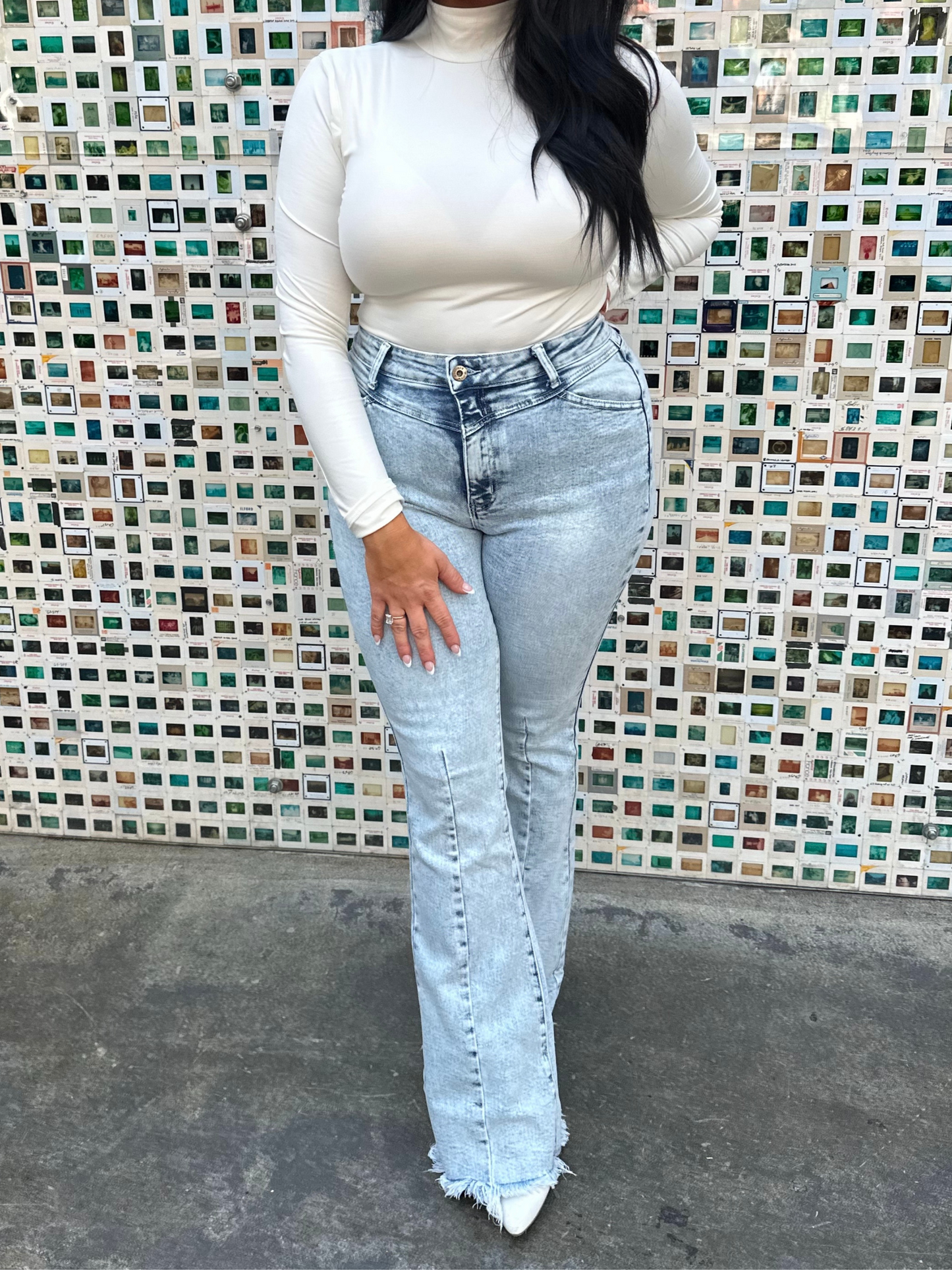 Keep Up Flare Acid/Dark Wash Jeans -DS