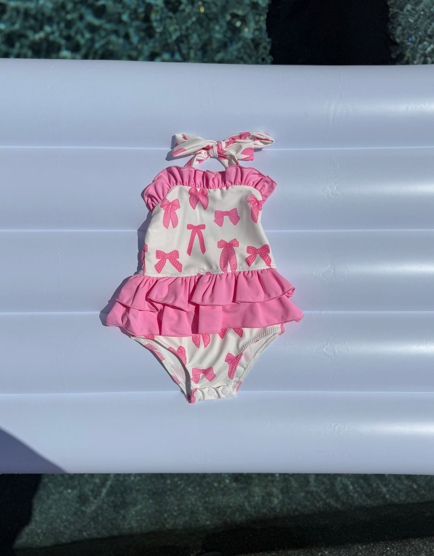 Pink Bows Ruffled Swim Suit -DS
