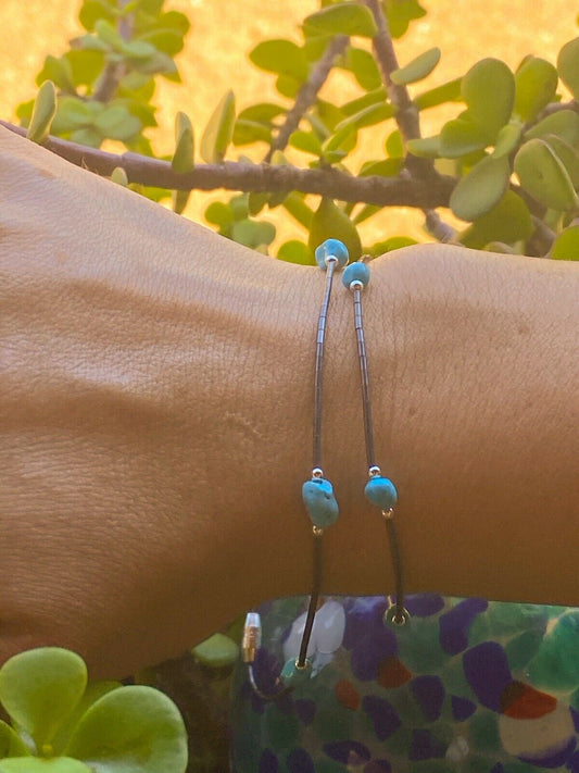 Sleeping Beauty Turquoise & Sterling Silver Anklet/Bracelet -DS