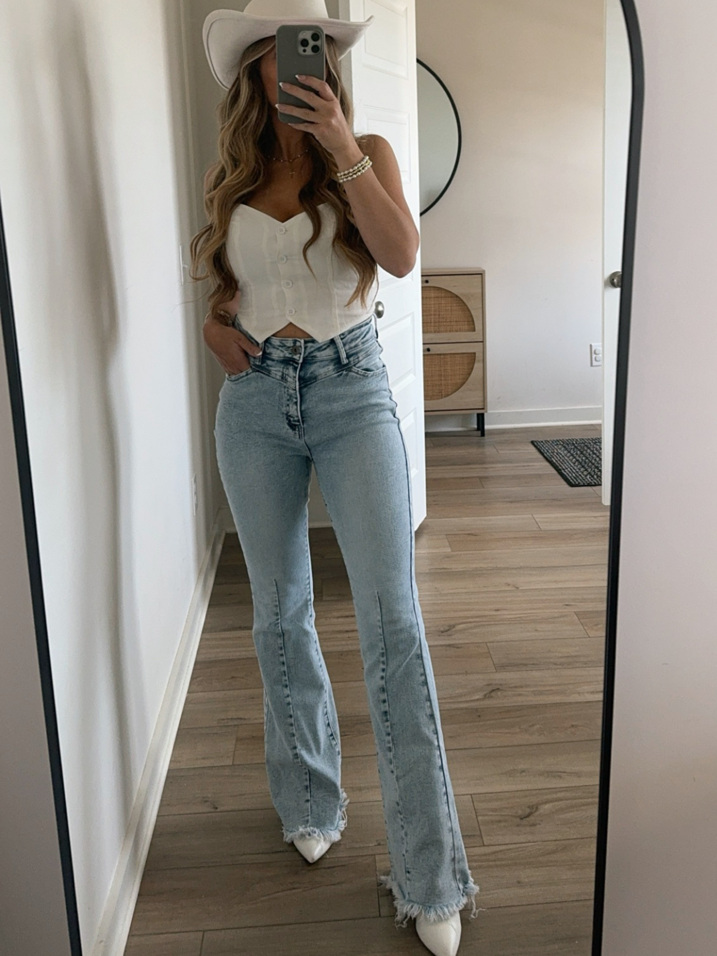 Keep Up Flare Acid/Dark Wash Jeans -DS