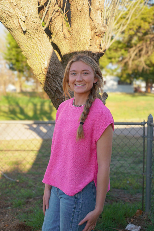 DS- Candy Pink - Crew Neck Sweater Vest