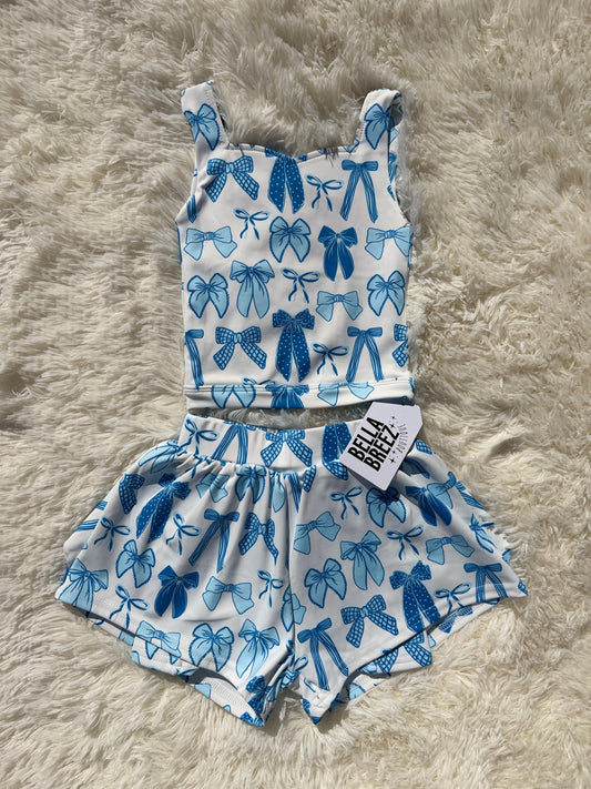 Blue Tide Bows Yoga Short Set -DS