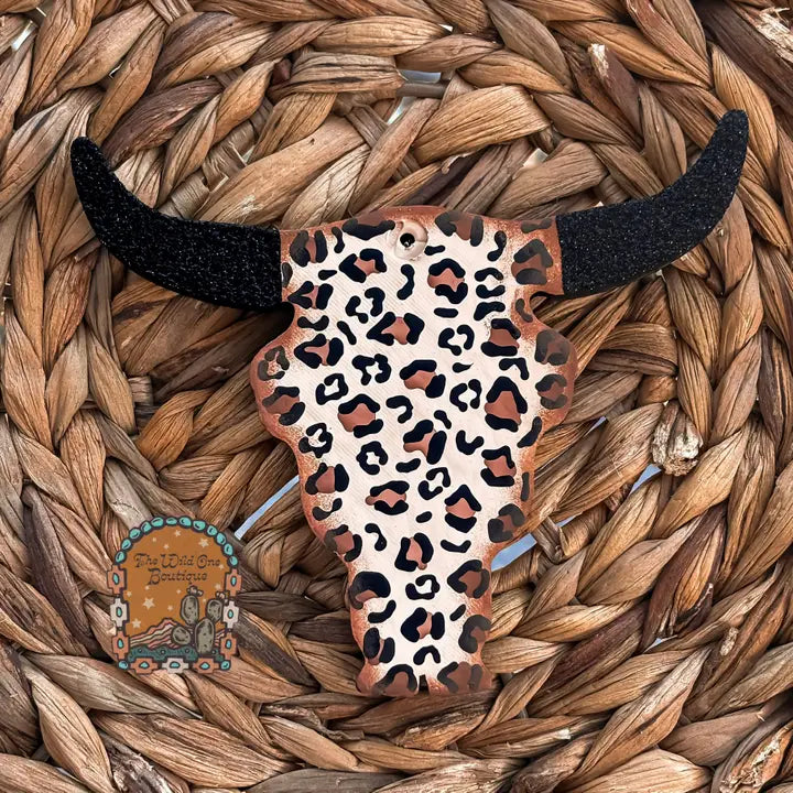 Cheetah Bull Skull Car Freshie