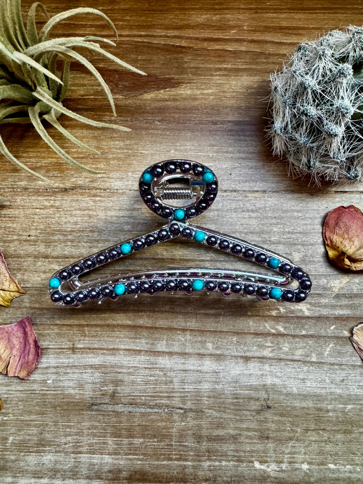 New Style - Turquoise/ faux pearl mix Hair Clips -DS