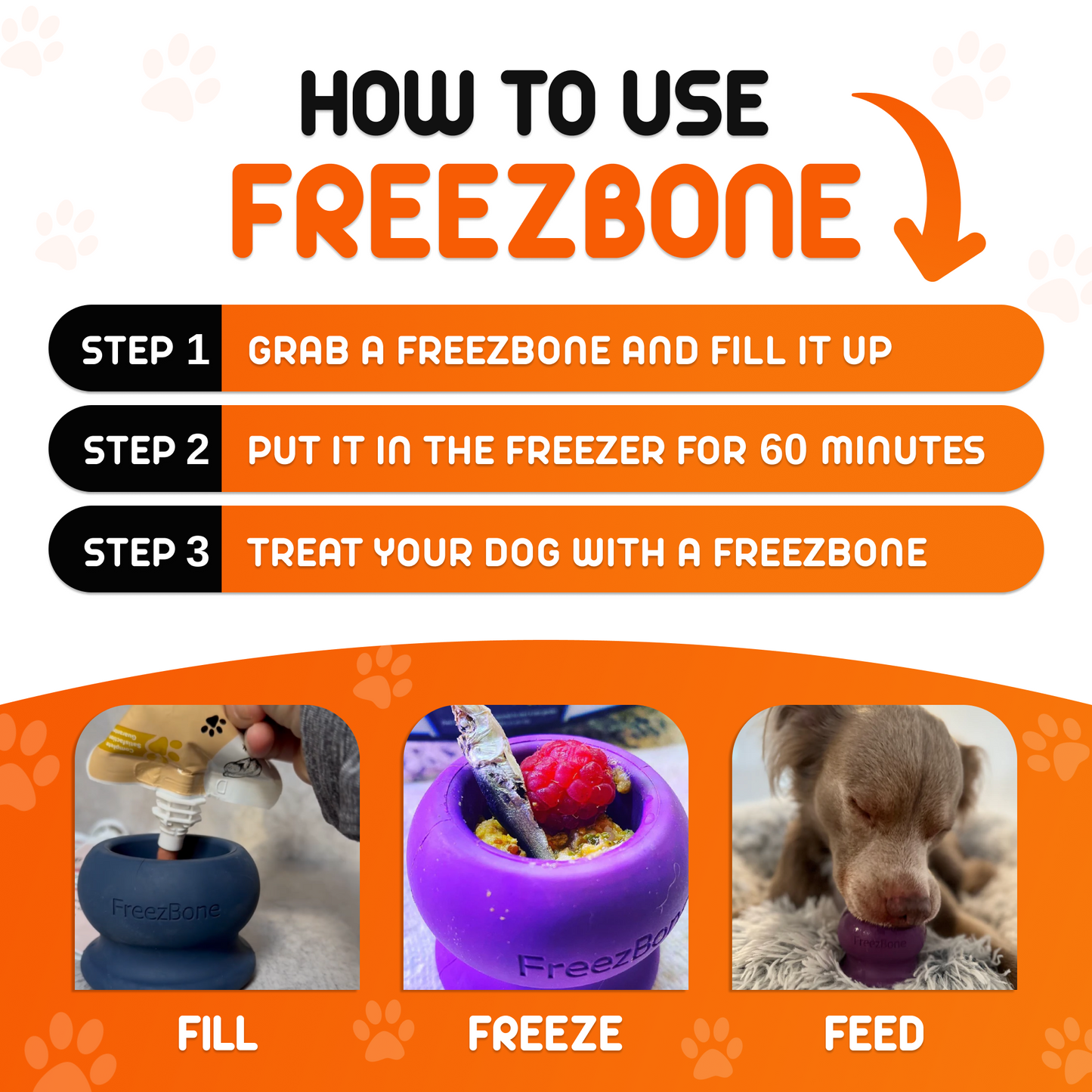 Freezball - Durable Fillable Dog Chew Bone -DS