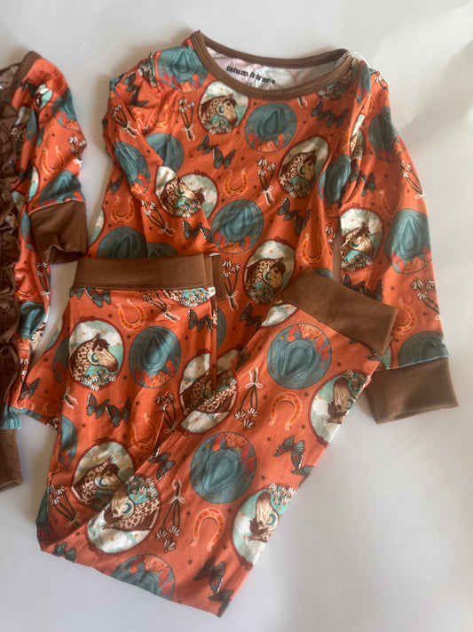 DS- Peach Pony Bamboo Pants Set